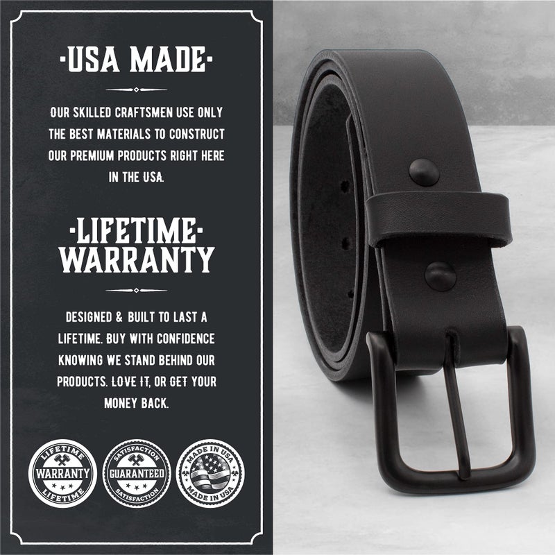 Main Street Forge The Huntsman - Full Grain Leather Black Belt - Made in USA - Men's Leather Belt - Image 2